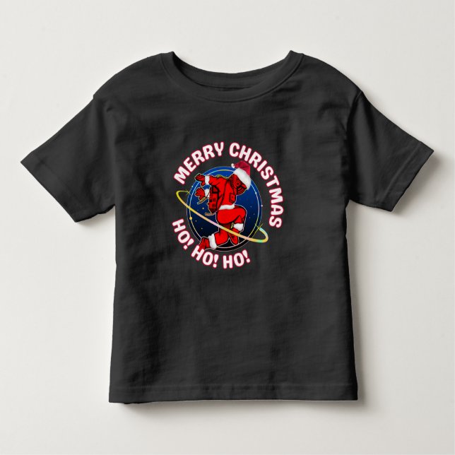 MERRY CHRISTMAS FUNNY SPACE ASTRONAUT KLEINKIND T-SHIRT (Vorderseite)