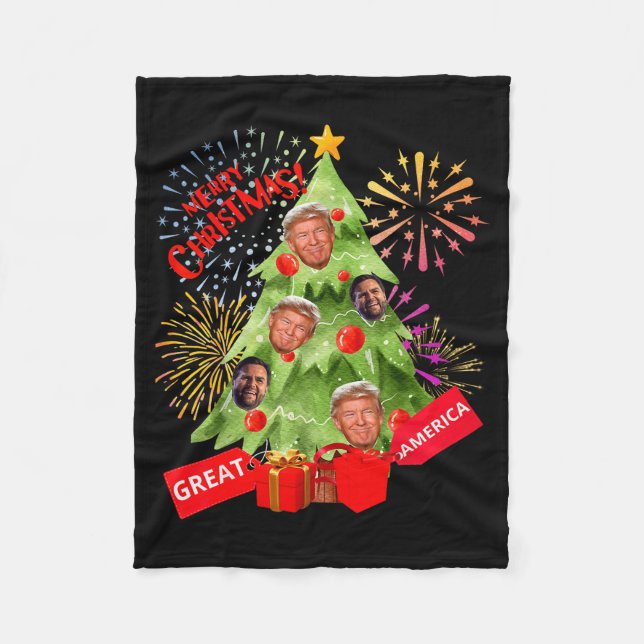 Merry Christmas Funny Trump Great America Xmas Tre Fleecedecke (Vorderseite)