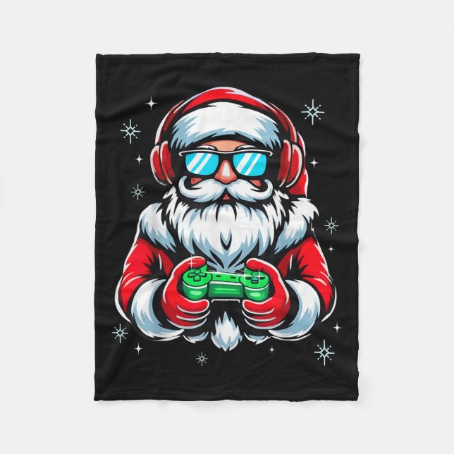 Merry Christmas Gamer Boys Mens Video Game Santa C Fleecedecke (Vorderseite)