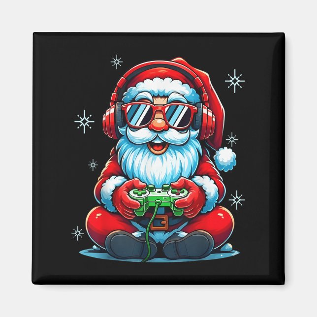 Merry Christmas Gamer Boys Mens Video Game Santa C Magnet (Vorne)