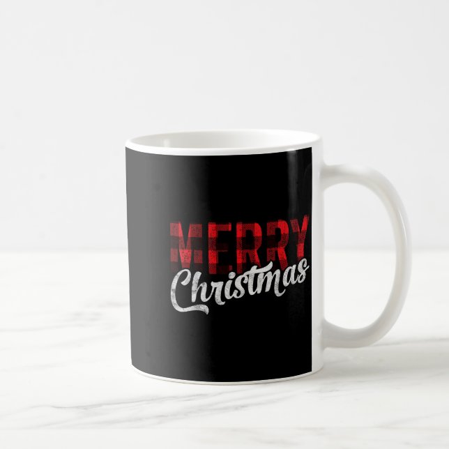 Merry Christmas Gift Family Xmas Red Buffalo Plaid Kaffeetasse (Rechts)