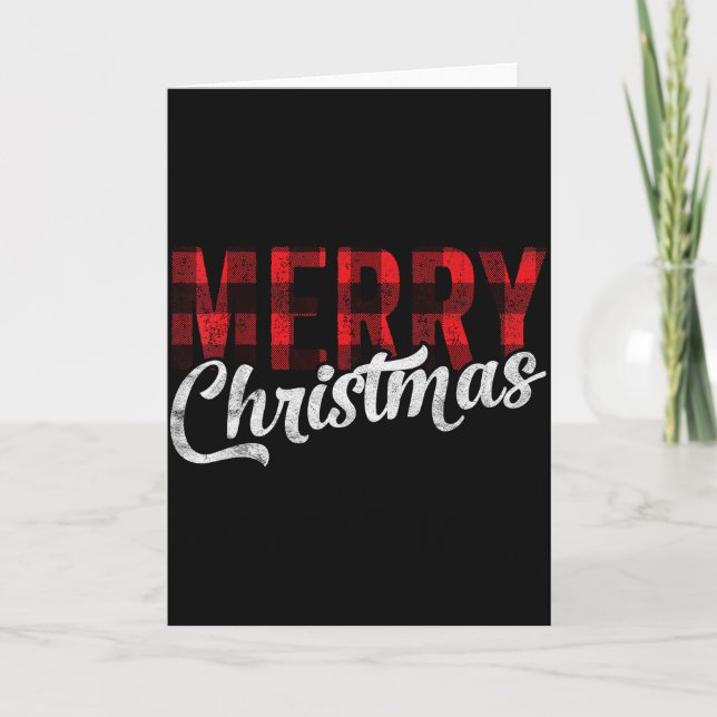 Merry Christmas Gift Family Xmas Red Buffalo Plaid Karte (Vorderseite)