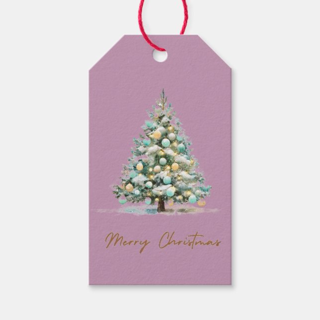 Merry Christmas Gift Tag | Elegant Christmas Tree Geschenkanhänger (Vorderseite)