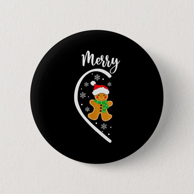Merry Christmas Gingerbread Couple Christmas Pajam Button (Vorderseite)
