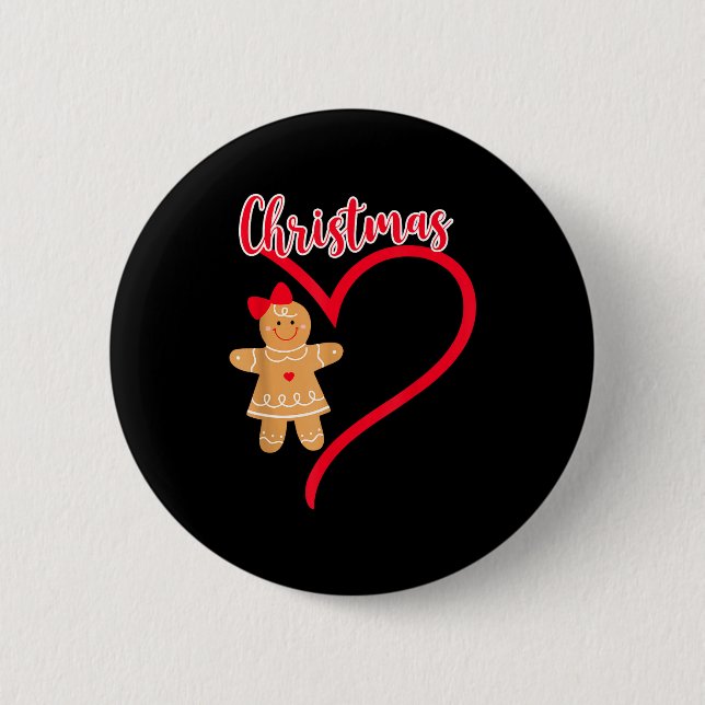 Merry Christmas Gingerbread Couple Christmas Pajam Button (Vorderseite)