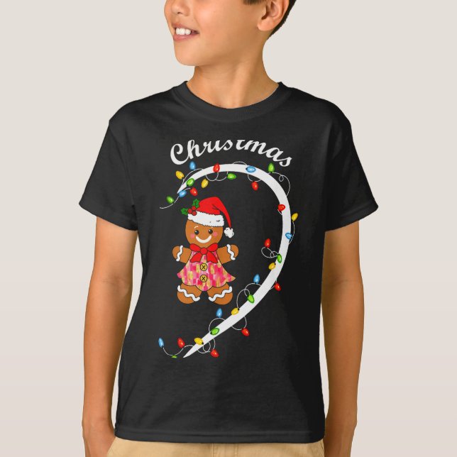 Merry Christmas Gingerbread Couple Christmas Pajam T-Shirt (Vorderseite)