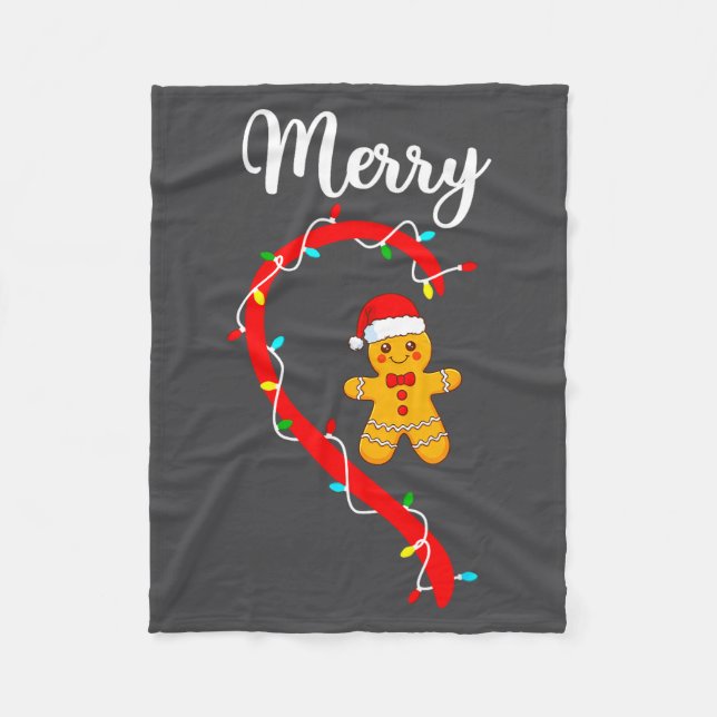 Merry Christmas Gingerbread Couple Xmas Pajamas Ma Fleecedecke (Vorderseite)