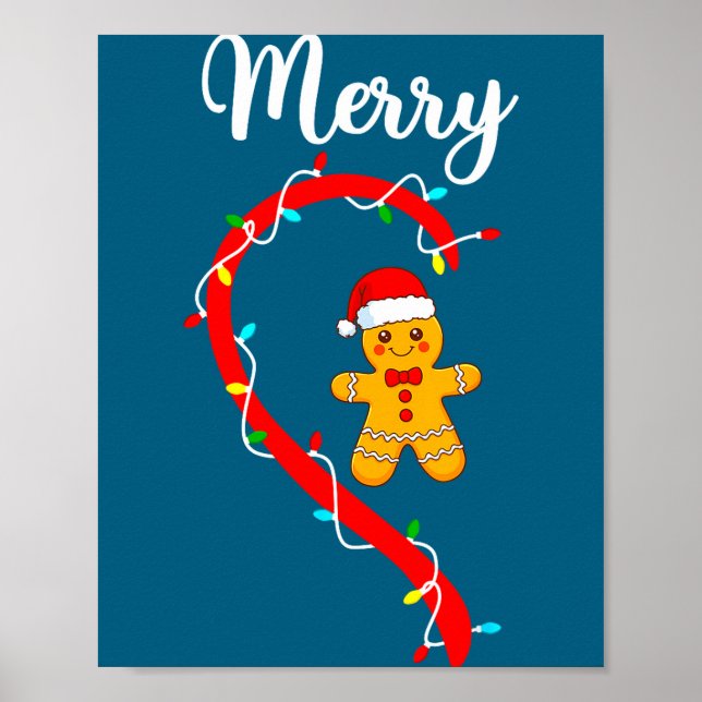 Merry Christmas Gingerbread Couple Xmas Pajamas Ma Poster (Vorne)