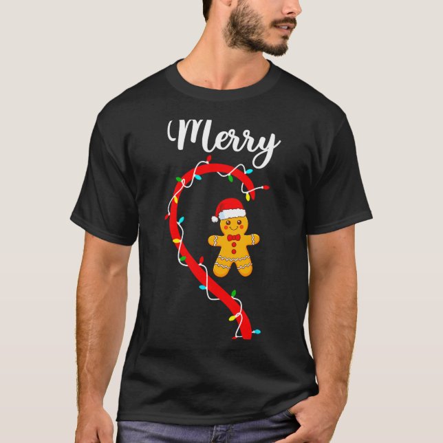 Merry Christmas Gingerbread Couple Xmas Pajamas Ma T-Shirt (Vorderseite)