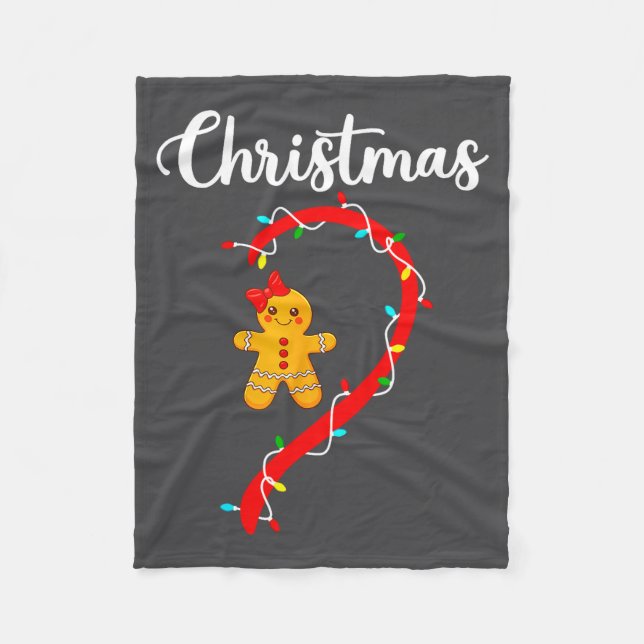 Merry Christmas Gingerbread Couples Xmas Pajamas M Fleecedecke (Vorderseite)