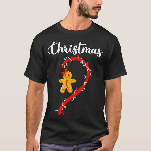 Merry Christmas Gingerbread Couples Xmas Pajamas M T-Shirt (Vorderseite)