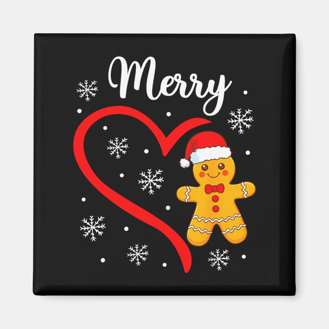 Merry Christmas Gingerbread Family Couples Xmas Pa Magnet (Vorne)