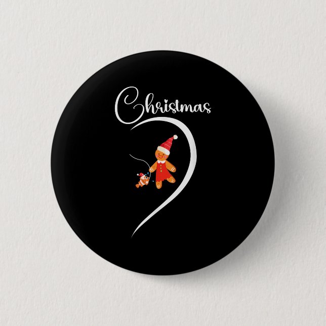 Merry Christmas Gingerbread Fishing Lover Couple C Button (Vorderseite)