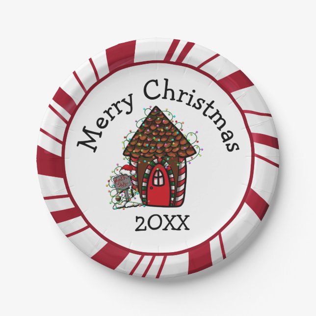 Merry Christmas Gingerbread House Plates Pappteller (Vorderseite)