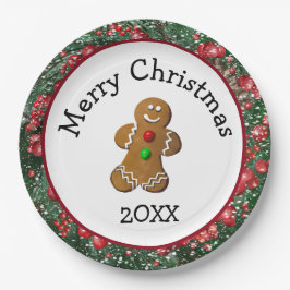 Merry Christmas Gingerbread Man Pappteller