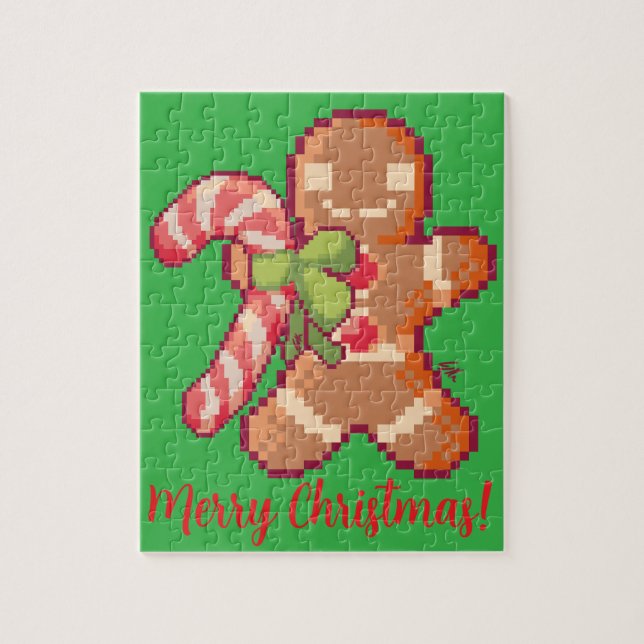 Merry Christmas, Gingerbread man, Pixelart, Pixel  Puzzle (Vertikal)