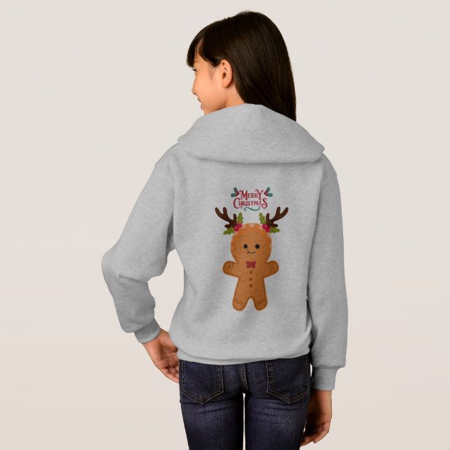 MERRY CHRISTMAS GINGERBREAD MAN REINDEER HOODIE (Schwarz voll)