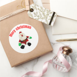 Merry Christmas Gingerbread Man with Santa Hat Vec Runder Aufkleber