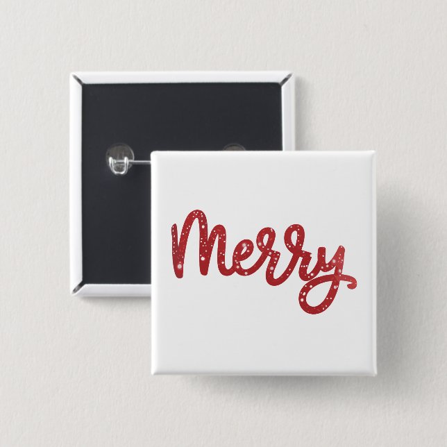 Merry Christmas Glitter Holiday  Button (Vorne & Hinten)