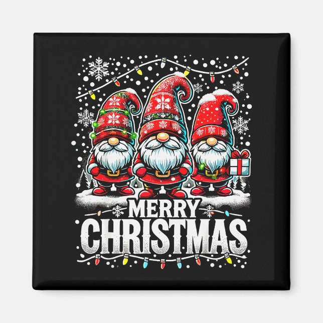 Merry Christmas Gnome Funny Family Christmas  Magnet (Vorne)