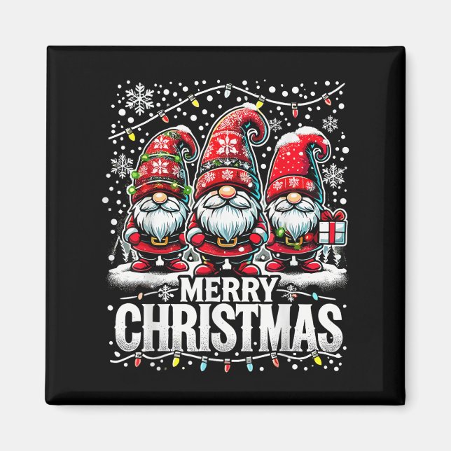 Merry Christmas Gnome Funny Family Christmas  Magnet (Vorne)