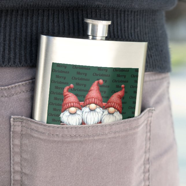 Merry Christmas Gnomes in Truck Flachmann (Beispiel)