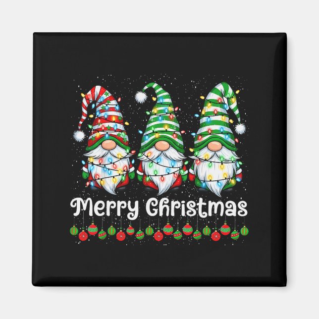 Merry Christmas Gnomes Light Family Gnome Xmas Mat Magnet (Vorne)