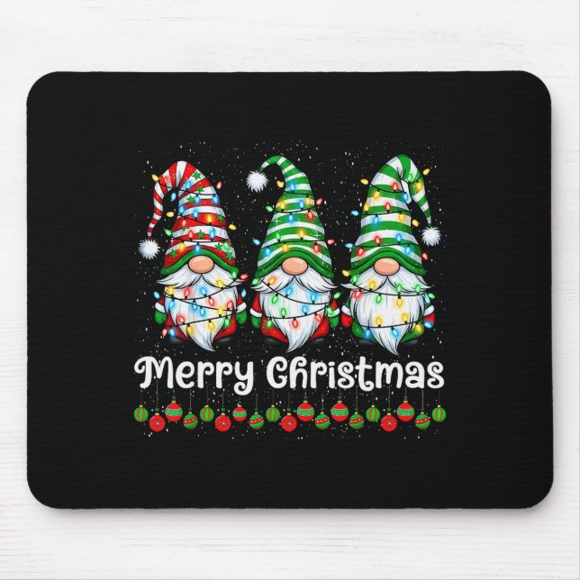 Merry Christmas Gnomes Light Family Gnome Xmas Mat Mousepad (Vorne)