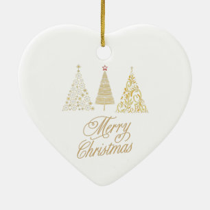 MERRY CHRISTMAS GOLD BÄUME RUND PILLOW STONE COAS KERAMIK ORNAMENT
