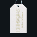 Merry Christmas Gold Calligraphy Script Geschenkanhänger<br><div class="desc">Dieses Design besticht durch ein schnelles Weihnachtsgold-Kalligraphie-Skript mit modernem,  minimalistischem,  einfachem und modernem Typografie-Design mit minimalistischen Etiketten,  perfekt für die Verpackung von Urlaubspendern,  einem eleganten Klassiker,  traditioneller Familienname</div>
