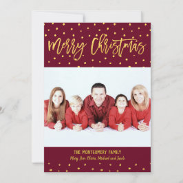 Merry Christmas Gold Script Dots Custom Foto Feiertagskarte