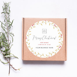Merry Christmas Gold Wreath Custom Company Logo Runder Aufkleber