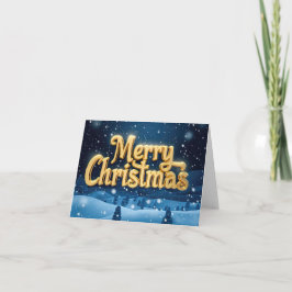 "Merry Christmas" goldene Schrift mit Schnee Feiertagskarte