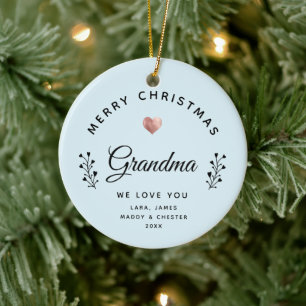 Merry Christmas Grandma Foto von Rose Gold Script Keramik Ornament