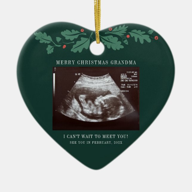 Merry Christmas Grandma Pregnancy Scan Photo Keramik Ornament (Vorne)