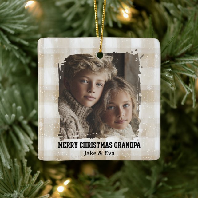 Merry Christmas Grandpa | Family Photo Ornament (Baum)