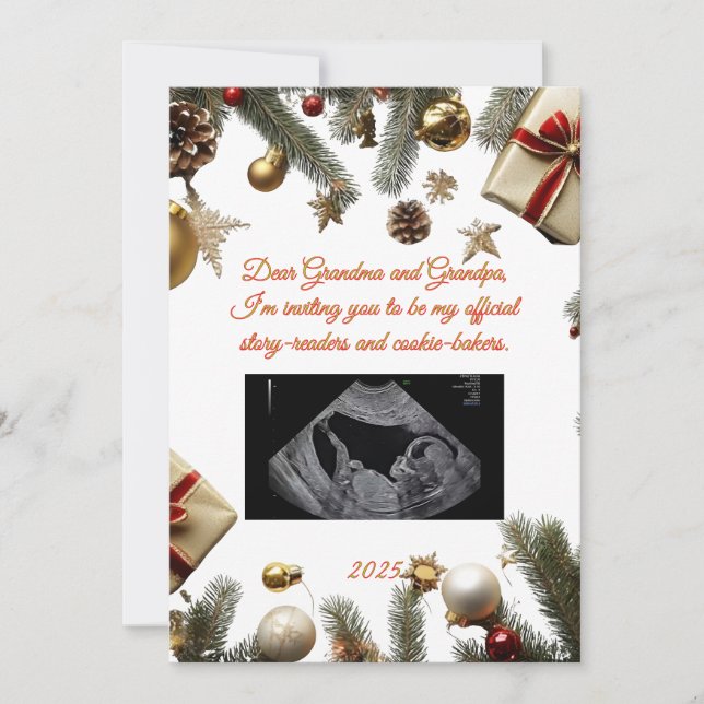 Merry Christmas Grandparents Pregnancy Invitations Einladung (Vorderseite)
