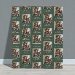 Merry Christmas Green Photo Holiday Fleecedecke