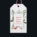 Merry (Christmas) Greenery & Berries Elegant Geschenkanhänger<br><div class="desc">Eine wunderschöne Aquarellfarbe von Urlaubgrün und roten Beeren umrahmt Ihre Nachricht auf diesem eigenständigen Geschenktag. Der Anhänger hat eine elegante Typografie,  und es gibt Platz,  um Ihre persönliche Touch hinzuzufügen.</div>