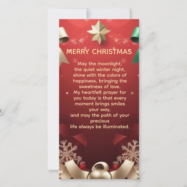 Merry Christmas Greeting Card with Festive Ribbons Karte (Vorderseite)