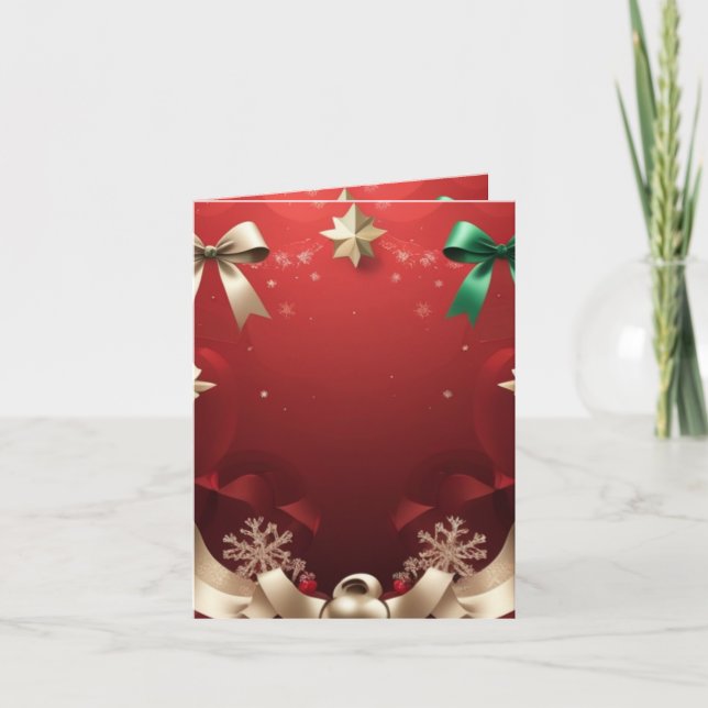 Merry Christmas Greeting Card with Festive Ribbons Karte (Vorderseite)