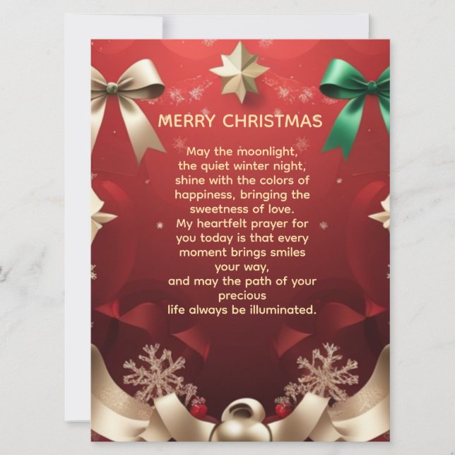 Merry Christmas Greeting Card with Festive Ribbons Karte (Vorderseite)