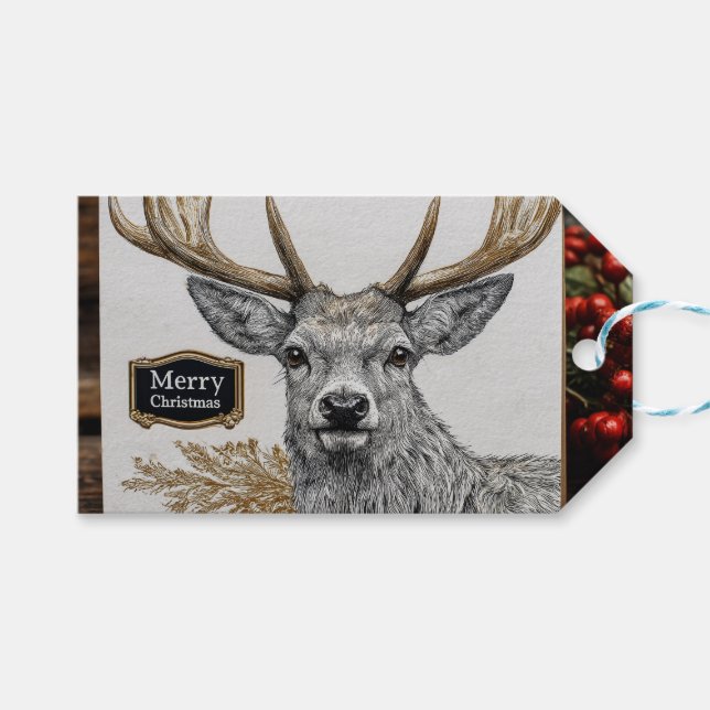 Merry Christmas greeting Geschenkanhänger (Vorderseite (Horizontal))