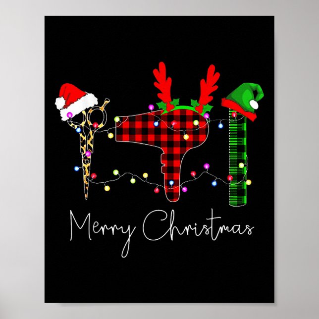 Merry Christmas Hairstylist Funny Tool Hairdresser Poster (Vorne)