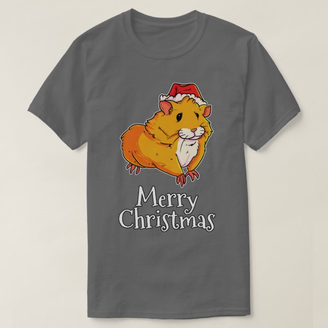 Merry Christmas Hamster Santas Hat Hamster T-Shirt (Design vorne)