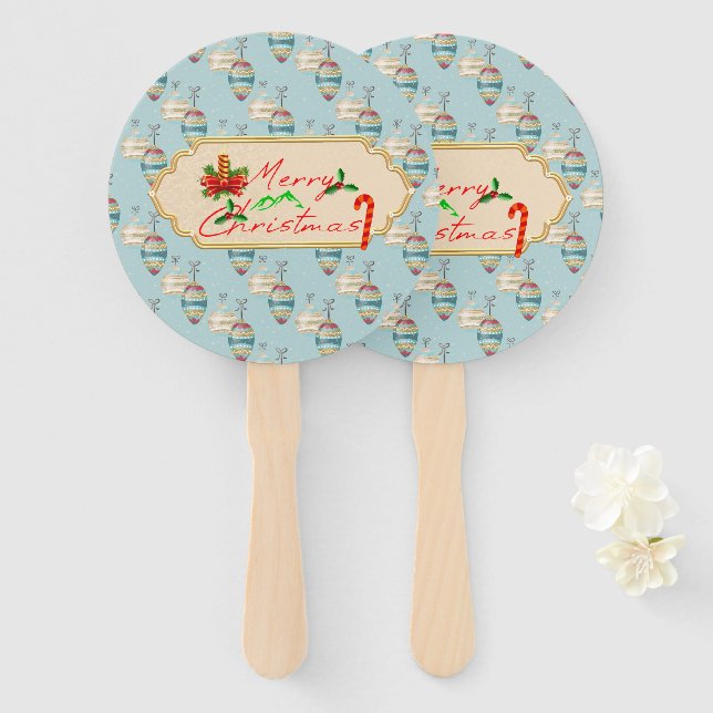 Merry Christmas Hand Fan – Festive Holiday Design  Fächer (Vorne und Hinten)