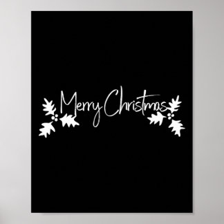 Merry Christmas Handwriting Script With Holly Poster