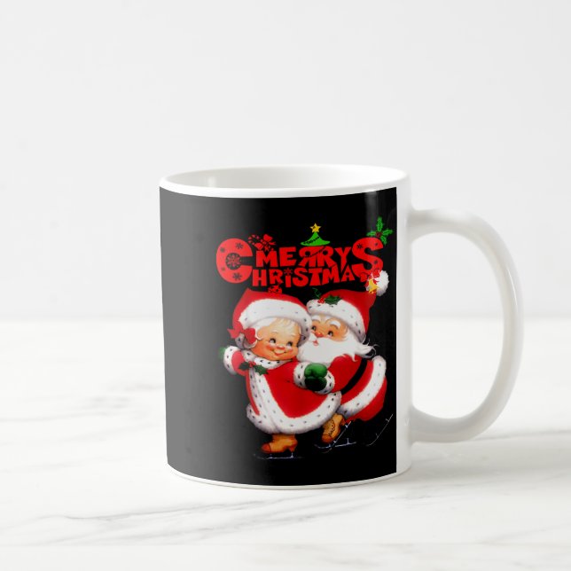 Merry Christmas - Happy Cute Mrs Claus And Mr Clau Kaffeetasse (Rechts)