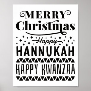 Merry Christmas Happy Hanukkah Happy Kwanzaa Poster