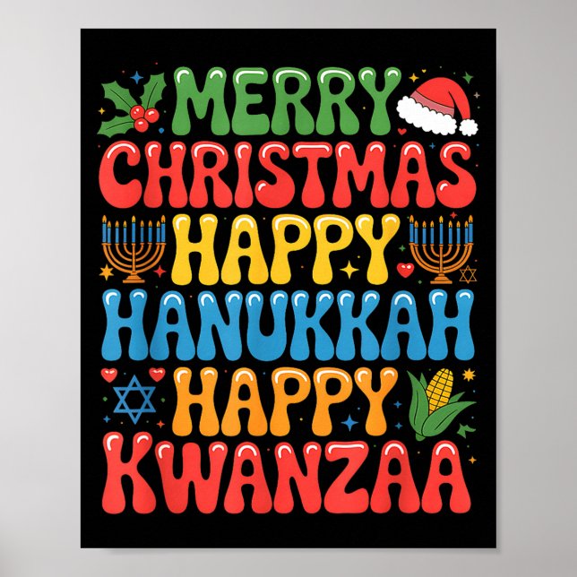 Merry Christmas Happy Hanukkah Kwanzaa Quote  Poster (Vorne)